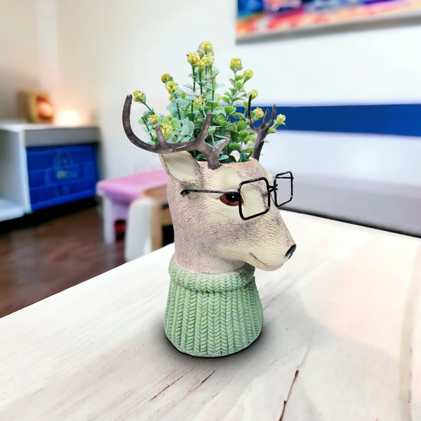 Deer Vase, Animal Head, 10" Decorative Vase Home or Office Table Decor by Sona Casa