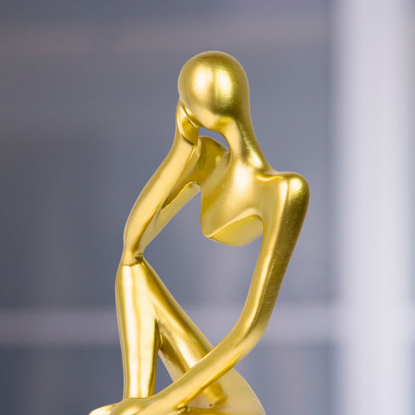 Small Thinker Statue, Abstract Sculpture, 9" Living Room Decor by Sona Casa