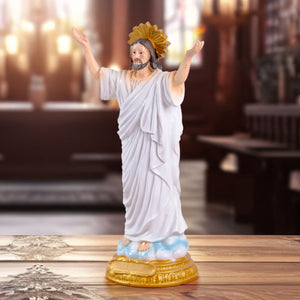 Resurrection Of Jesus Christ Statue, White Polyresin, 9" Small Altar Decor by Sona Casa