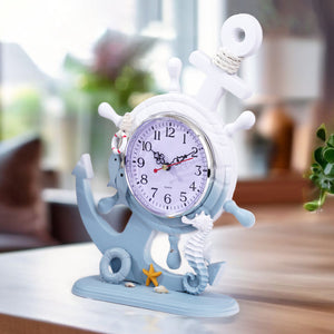 Wooden Anchor with Clock Decorative Tabletop Statue, Marine Decor, Cottage, Office, Bedroom, Living Room, Home Decoration, Gift by Sona Casa