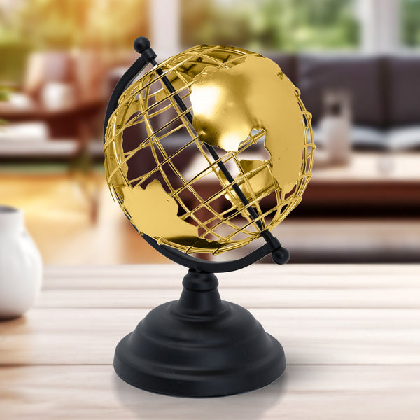 Golden Antique Globe, 10" Metal Decor Accent Tabletop Centerpiece