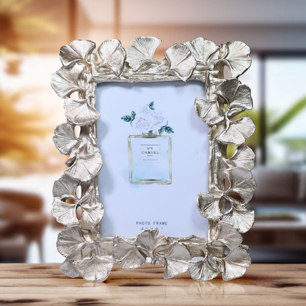 3D Picture Frame for 4x6in Photo, Gold Copper Ginkgo Leaves Photo Frame Border, Handmade Frame, 8in 22cm by Accent Collection