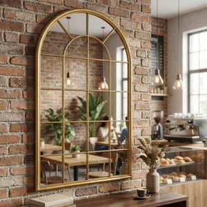 Arch Window Mirror, 103 cm Large Gold Decorative Wall Mirror for Living Room, Hallway & Bedroom by Sona Casa