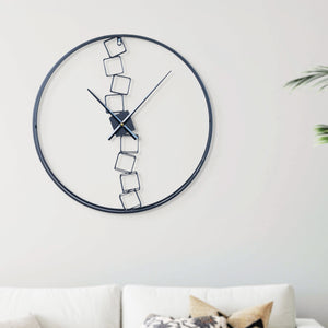 Black Metal Wall Clock, 24" Silent Abstract, Modern Living Room Decor by Sona Casa