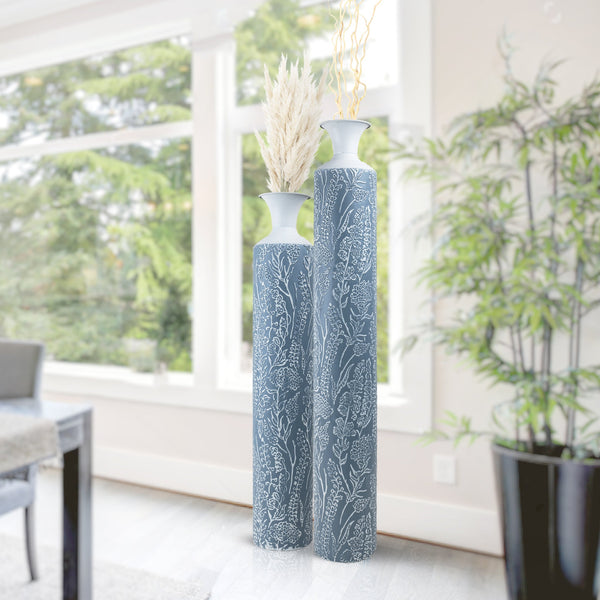 Luxury Metal Tall Vases, Large Floor Vase Set of 2, 32" and 40" Living Room, Home, Office Decor