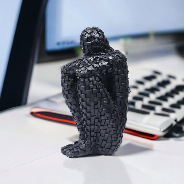 Small Black Abstract The Thinker Statue, Unique Home Decor, Housewarming Gift 8 inch 20 cm