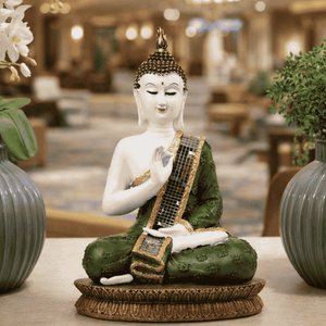 Seated Prayer Buddha Statue, 11" Figurine Home Decor Ornament. Buddhism Gifts, Altar Prayer Room Pooja Temple Decorations by Sona Casa