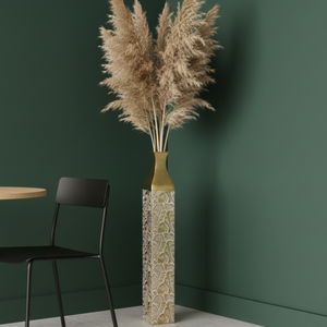Modern Decorative Metal Tall Vase, Gold Living Room Decor, 35" Pots for Pampas Grass-Sona Casa