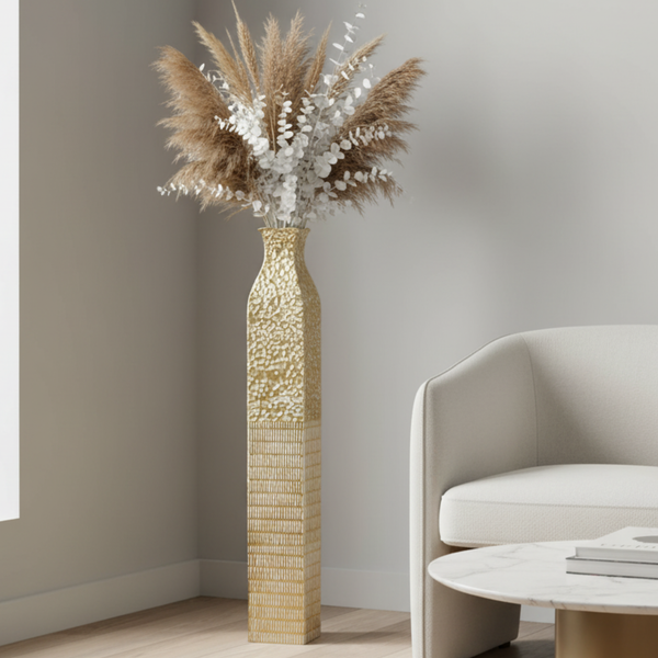 Tall Metal Vases, Extra Large Decorative Floor Vase, 42" Large Flower Pots for Pampas Grass, Home Living Room Decor-Sona Casa