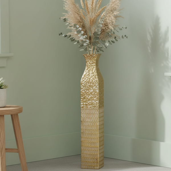 Tall Metal Vases, Extra Large Decorative Floor Vase Set, 35" Large Flower Pots for Pampas Grass, Home Living Room Decor-Sona Casa