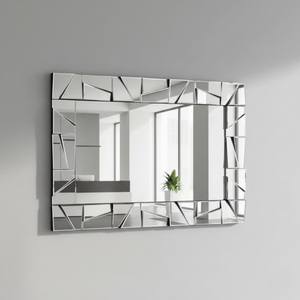 Extra Large 4 ft Silver Glass Mirror, Modern Block Design, Easy to Install Horizontal Vertical Orientation-Sona Casa
