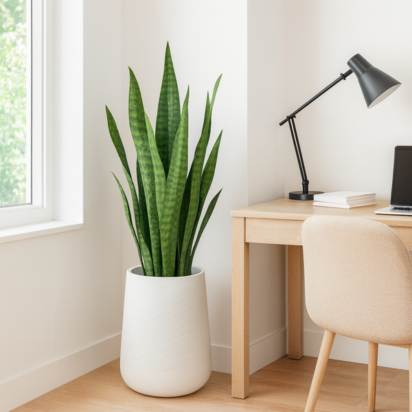 Modern Tall White Indoor Self Watering Decorative Planter, 19 in Contemporary Flower Pot Home, Office Decoration, Gift-Sona Casa