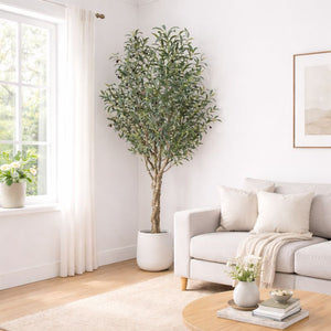 Large Nearly Natural Olive Tree with Black Olives, 200 cm Artificial Plant for Patio, Front Porch, Living Room, Indoor Outdoor Ornament, Home Decor by Sona Casa