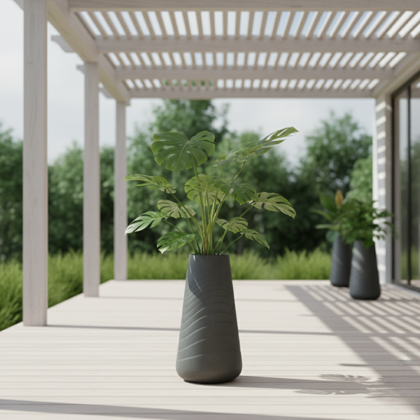 Modern Tall Black Indoor Outdoor Decorative Plant Pot, 33 in Contemporary Flower Pot Home, Office, Garden Decoration, Gift
