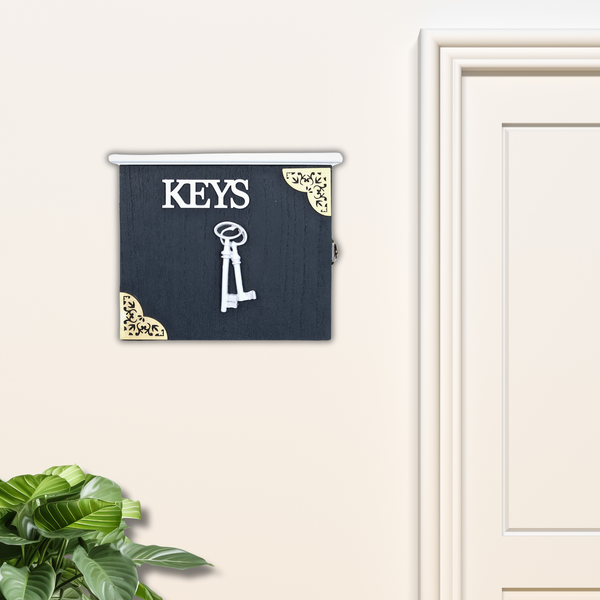 Wooden Key Holder, 6 Small Hooks, 8" Wall Mounted Rack, Farmhouse Home Hallway Entrance Door Decor