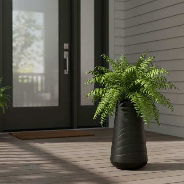 Contemporary Decorative Flower Pot, Modern Tall Black Indoor Outdoor Planter, 33 in Home, Office, Garden Decoration, Gift