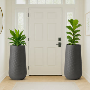 Set of 2 Modern Tall Indoor Self Watering Decorative Plant Pot, 33 in Contemporary Flower Pot Home, Office, Garden Decoration, Gift-Sona Casa