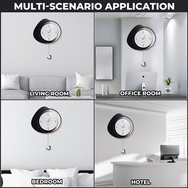 Pendulum Wall Clock, 24" Silent Non Ticking Decorative Clock Home Office Living Room Decor, Housewarming Gifts
