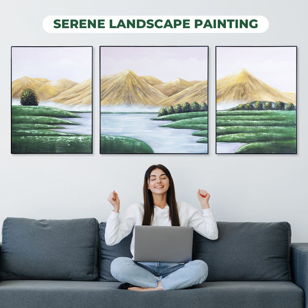 Mountain Canvas Large Scenery Painting, 79" Wall Art Decor Living Room by Sona Casa