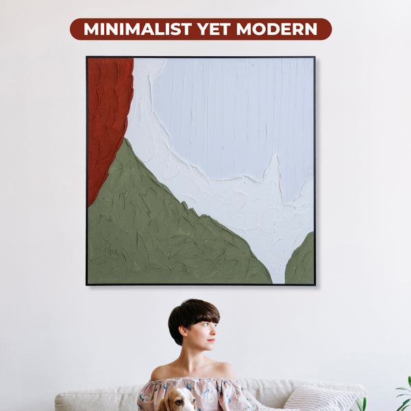 Minimalist 3D Abstract Impasto Art, 31" Thick-Textured Wood Canvas Decor