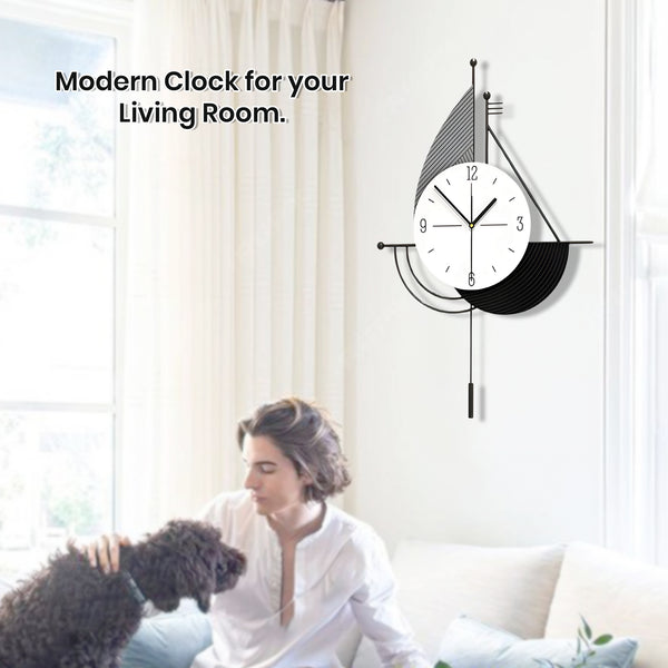 Decorative Wall Clock, 24" Abstract Metal Clock, Quiet, Battery Operated Home Office Decor