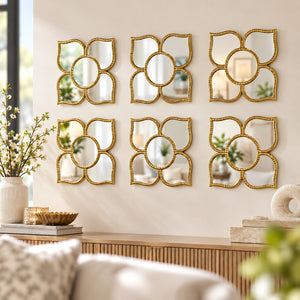 Gold Floral Wall Mirrors, Set of 3-Sona Casa