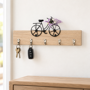 Compact Wooden Key Holder, 5 Hooks