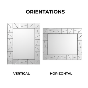 Extra Large 4 ft Silver Glass Mirror, Modern Block Design, Easy to Install Horizontal Vertical Orientation-Sona Casa