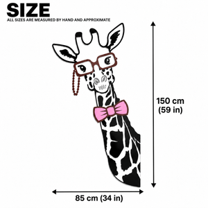 Giraffe DIY Acrylic Wall Stickers and Decals with Glasses and Pink Bow Tie for Kids' Rooms and Nurseries