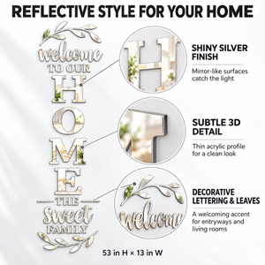 Silver DIY 3D Acrylic HOME Wall Stickers and Decals