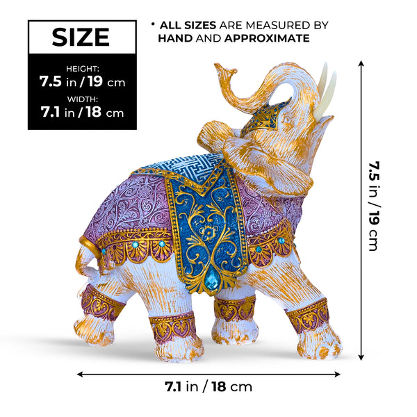 Elephant Statue, 8" Multicolor Animal Figurine, Sculptures, Coffee Table Decor, Ideal Housewarming Gift