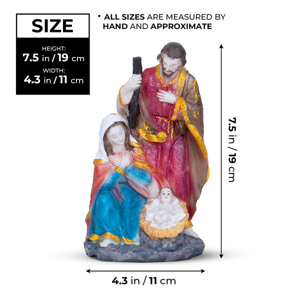 Catholic Holy Family Nativity Set, 8" Handcrafted Joseph, Mary & Jesus Statue, Religious Figurine Altar Decor, Christian Gifts