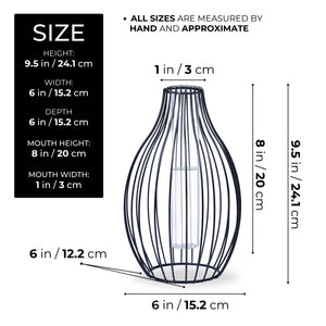 Metal Hydroponic Flower Vase, 10" Propagation Tube, Terrarium Glass Pot