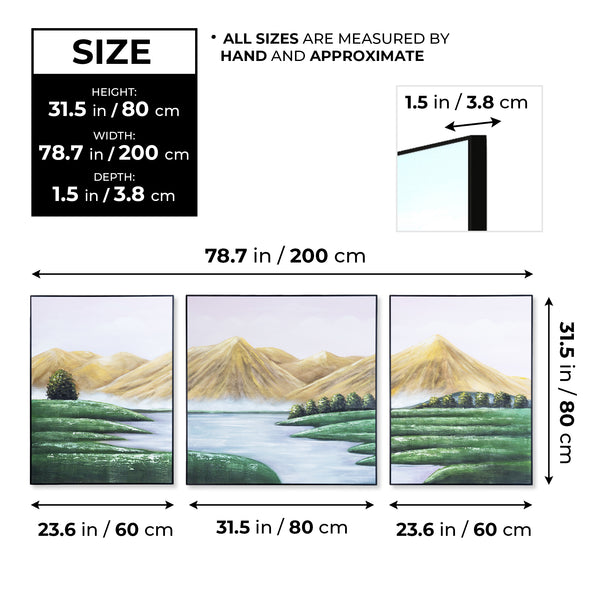 Mountain Canvas Large Scenery Painting, 79" Wall Art Decor Living Room by Sona Casa