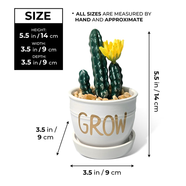 Artificial Potted Plant in White Planter, 5" Mini Columnar Cactus Decor by Sona Casa