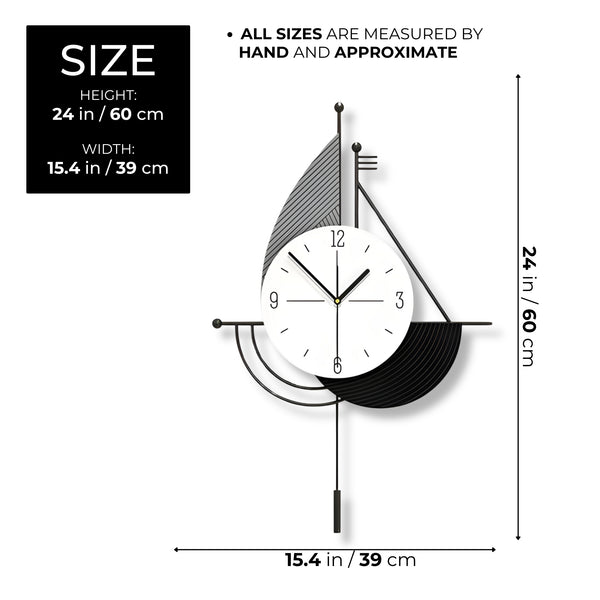 Decorative Wall Clock, 24" Abstract Metal Clock, Quiet, Battery Operated Home Office Decor