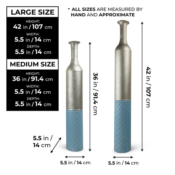 Large Metal Floor Vases, Tall Vase Set of 2, 42" and 36" Large Decorative Pots for Pampas Grass