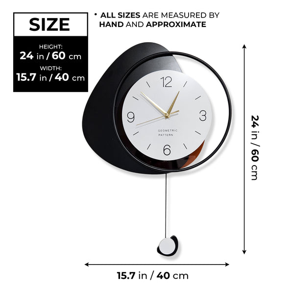 Pendulum Wall Clock, 24" Silent Non Ticking Decorative Clock Home Office Living Room Decor, Housewarming Gifts