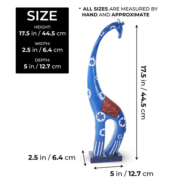 Blue Giraffe Statue, Polyresin Home Office Decor, 18" Tabletop Centerpiece