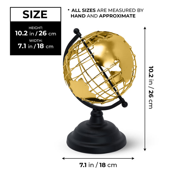 Golden Antique Globe, 10" Metal Decor Accent Tabletop Centerpiece