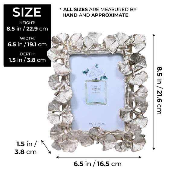 3D Picture Frame for 4x6in Photo, Gold Copper Ginkgo Leaves Photo Frame Border, Handmade Frame, 8in 22cm by Accent Collection