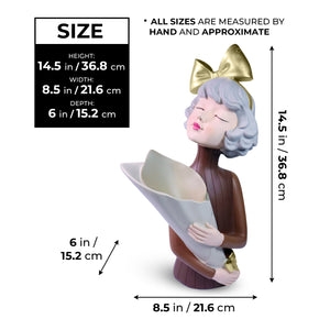 Female Bust Sculpture, Storage, Vase, Bouquet Holder, 15" Tabletop Decor