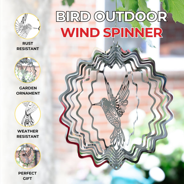 Twisted Metal Hummingbird Garden Wind Spinner, Outdoor Kinetic Hanging Art Sculpture by Accent Collection