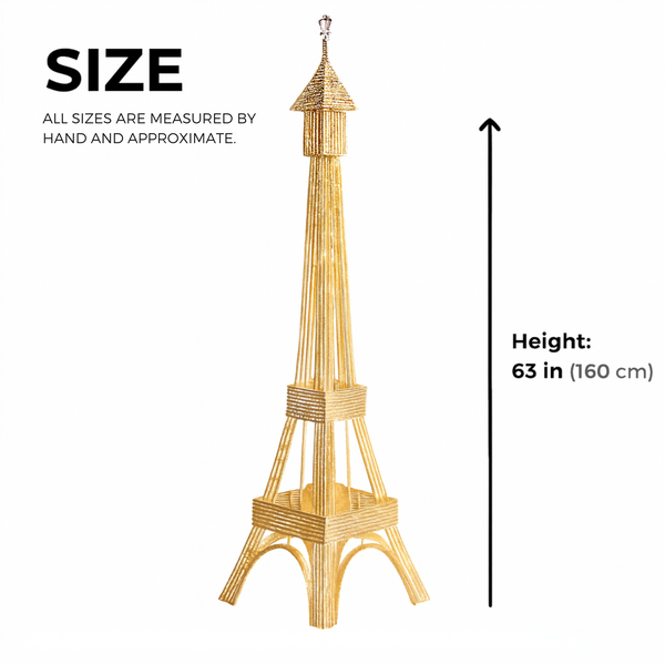 Tall Eiffel Tower LED Floor Lamp 63 inch Modern Decorative Paris France Model with Gold Frame & White LED Ambient, Home Decor Lighting, Remote Control-Sona Casa