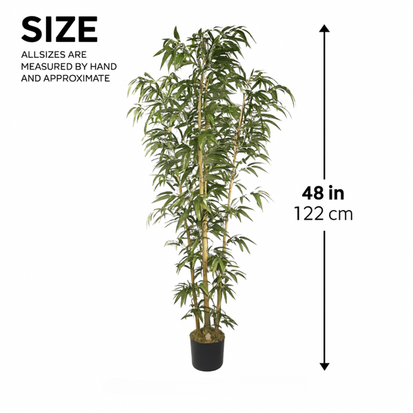 Artificial Bamboo Tree 4 ft Tall, Indoor Silk Bamboo, Realistic Fake Plant for Living Room Office Home Decor-Sona Casa