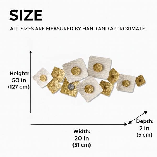 Large White and Gold Metal Wall Sculpture, Modern Geometric Horizontal Wall Art, 126×53 cm Home Office Decor-Sona Casa