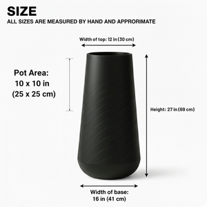 Set of 2 Tall Black Indoor Self Watering Decorative Planters, 27 Inch Tall Black Planter with Riser Pot, Drain Hole-Sona Casa