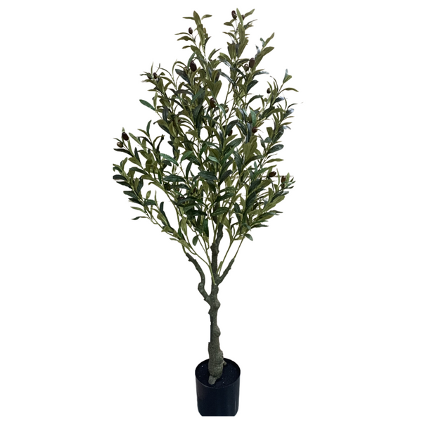Large Nearly Natural Artificial Olive Tree with Black Olives, 47" Fake Plant for Patio, Front Porch, Living Room, Indoor Outdoor Ornament, Home Decor-Sona Casa