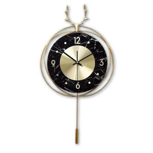 Vertical Gold and Black Silent Pendulum Wall Clock, 22" Modern Decorative Clock for Home, Office, Living Room, Bedroom by Sona Casa