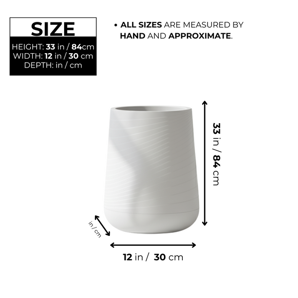 Modern Tall White Indoor Outdoor Decorative Planter, 33 in Contemporary Flower Pot Home, Office, Garden Decoration, Gift